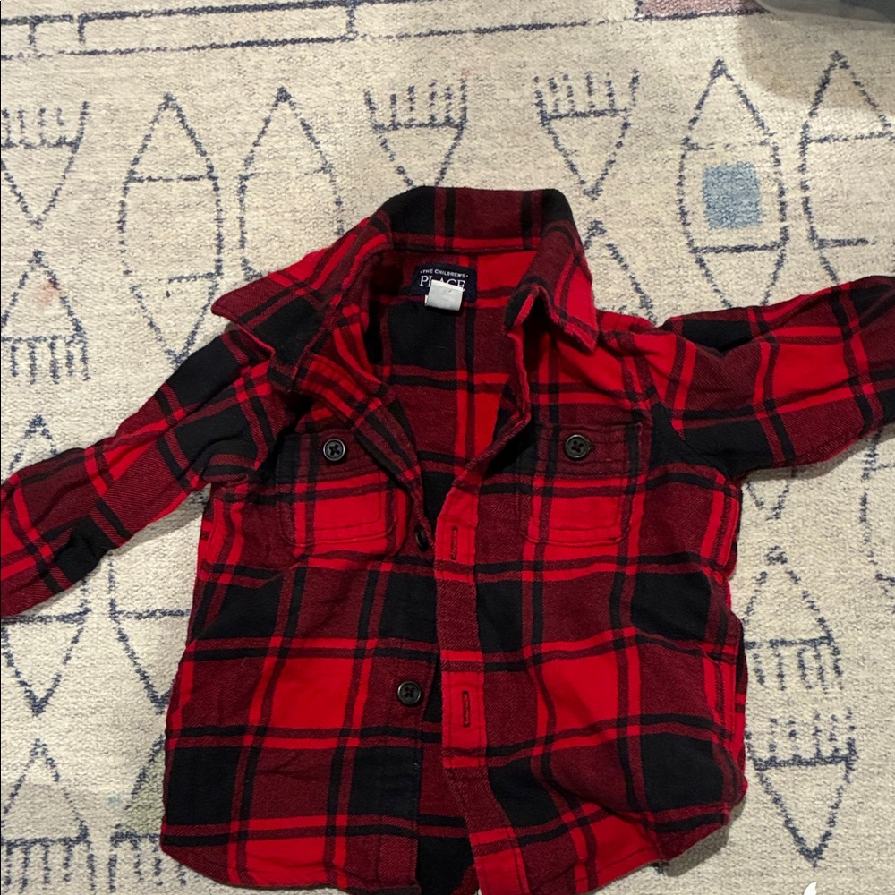 The Children's Place Red & Black Plaid Button-Down Shirt